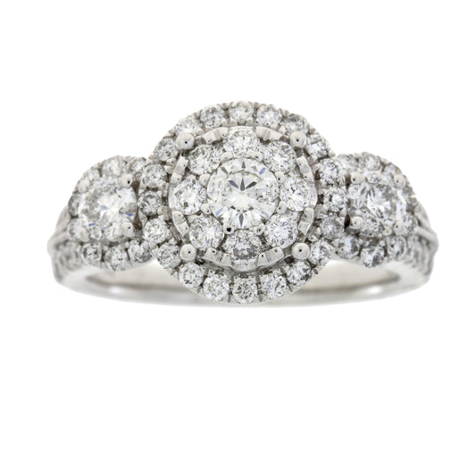 Anillo de oro blanco de 14K con 3 diamantes de 1.50 ct.