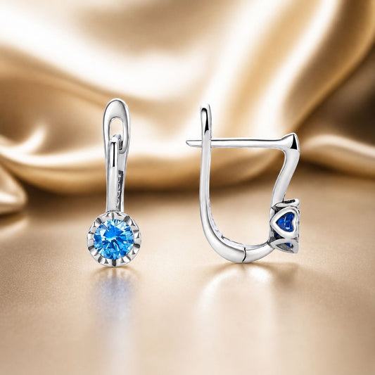 925 Sterling Silver Earrings with Oxidized Finish and Pavé Setting - view 2
