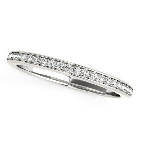 Anillo de boda de oro blanco de 14 quilates con diamantes de estilo clásico (1/5 cttw)