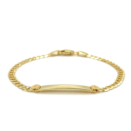 Pulsera de identificación infantil de oro amarillo de 14k estilo eslabón cubano