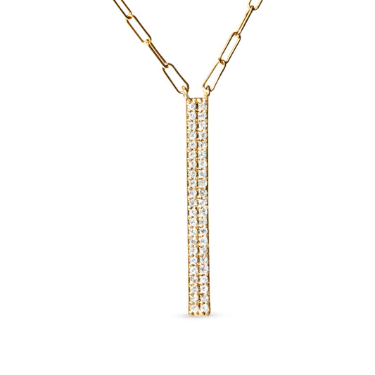 Collar con colgante de eslabones de clip, diseño de marquesa y barra, de oro amarillo de 14 quilates, de 0.375 quilates en total, con dos hebras (color I-J, claridad I1-I2) - 18 y 20 pulgadas de largo