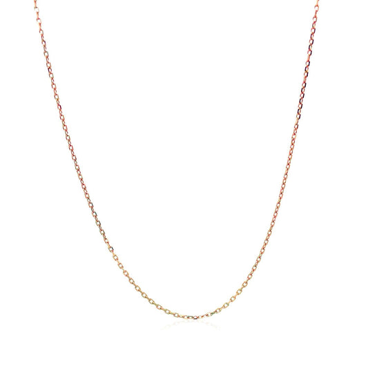 Cadena de eslabones de cable con corte de diamante en oro rosa de 14k (0,8 mm)