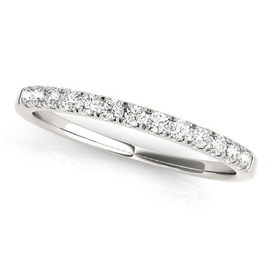 Anillo de boda con diamante atemporal de oro blanco de 14 quilates (1/5 qt)