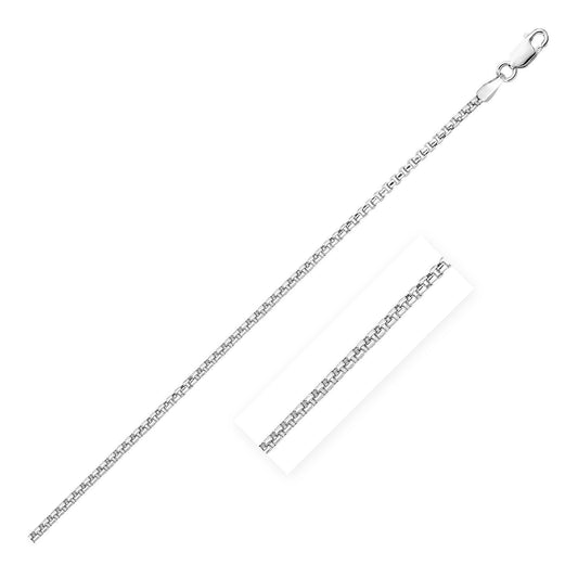 Cadena redonda de plata de ley rodiada de 1,3 mm