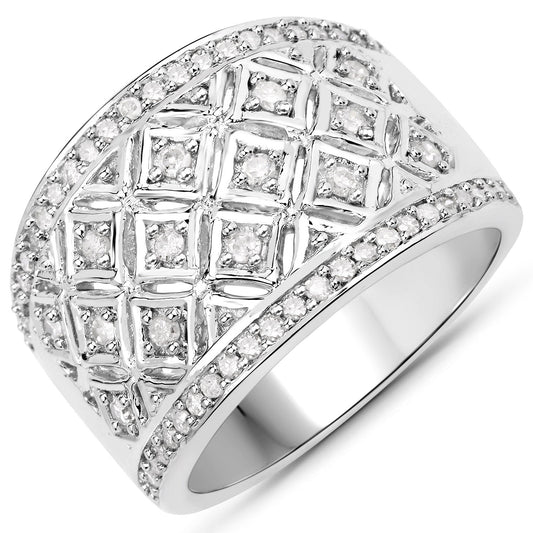 Anillo de Plata de ley .925 con Diamante Blanco Genuino de 0,52 Quilates