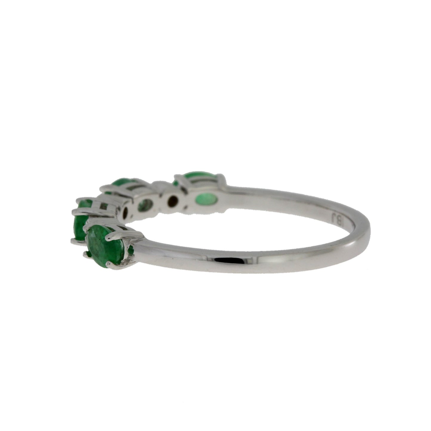 Anillos de banda de moda de diamantes esmeralda de oro blanco de 14 KT