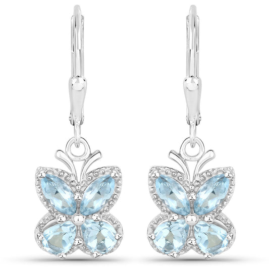 2.60 Carat Genuine Blue Topaz .925 Sterling Silver Earrings