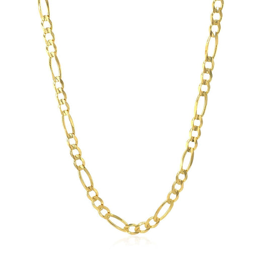 Cadena Figaro de oro amarillo de 10K macizo (3,70 mm)
