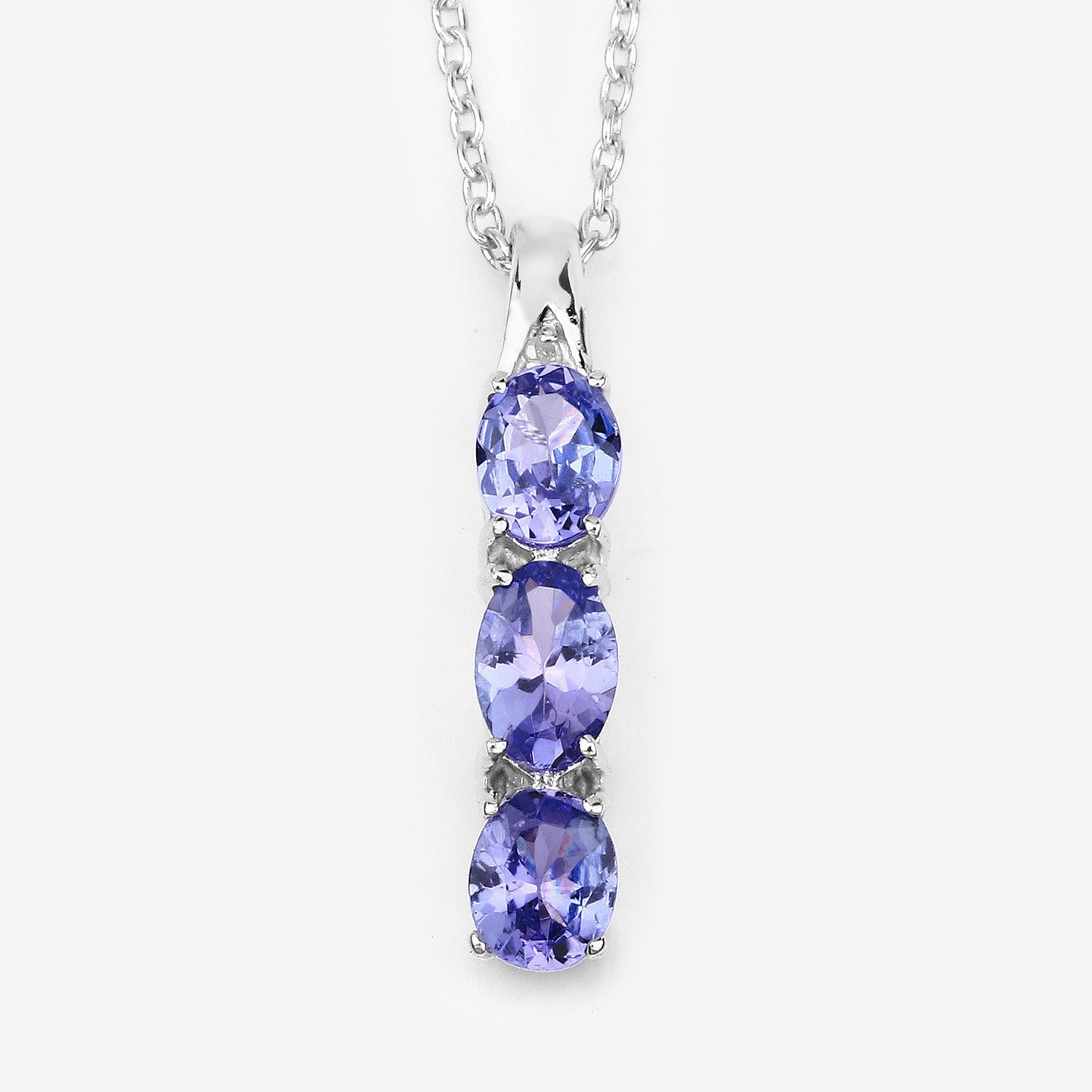 Colgante de plata de ley .925 con tanzanita genuina de 1,11 quilates y diamantes blancos