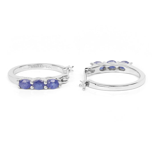 1.32 Carat Genuine Blue Sapphire .925 Sterling Silver Earrings - view 2