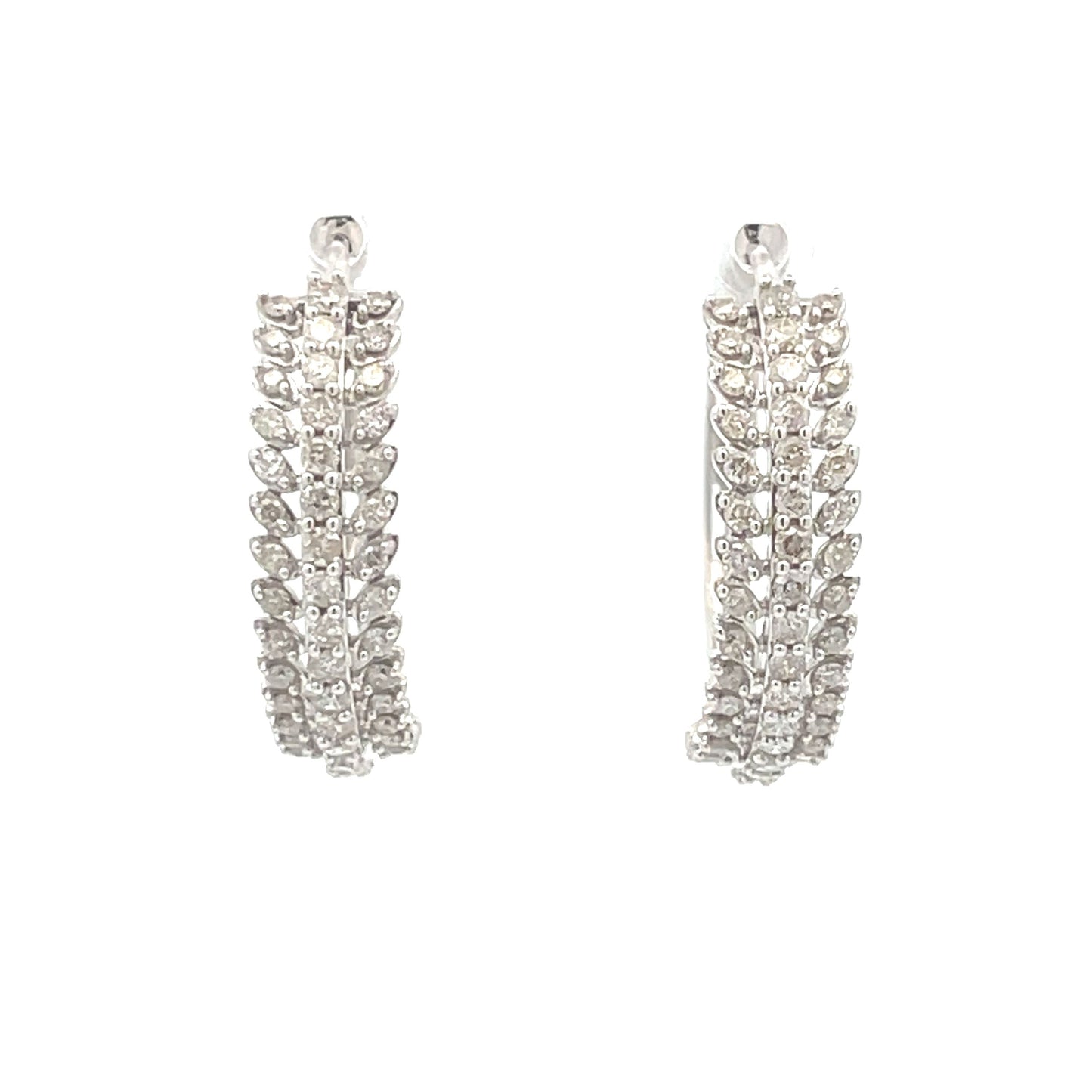 Pendientes de aro de diamantes de 1,02 ct en oro blanco de 10 kt