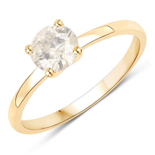 Anillo de oro amarillo de 14K con diamante auténtico LB de 0,72 quilates