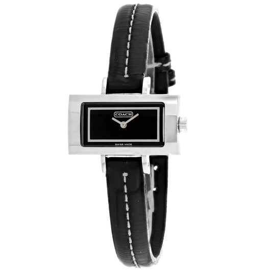 Coach Cuarzo Plateado Cuero Negro para Mujer