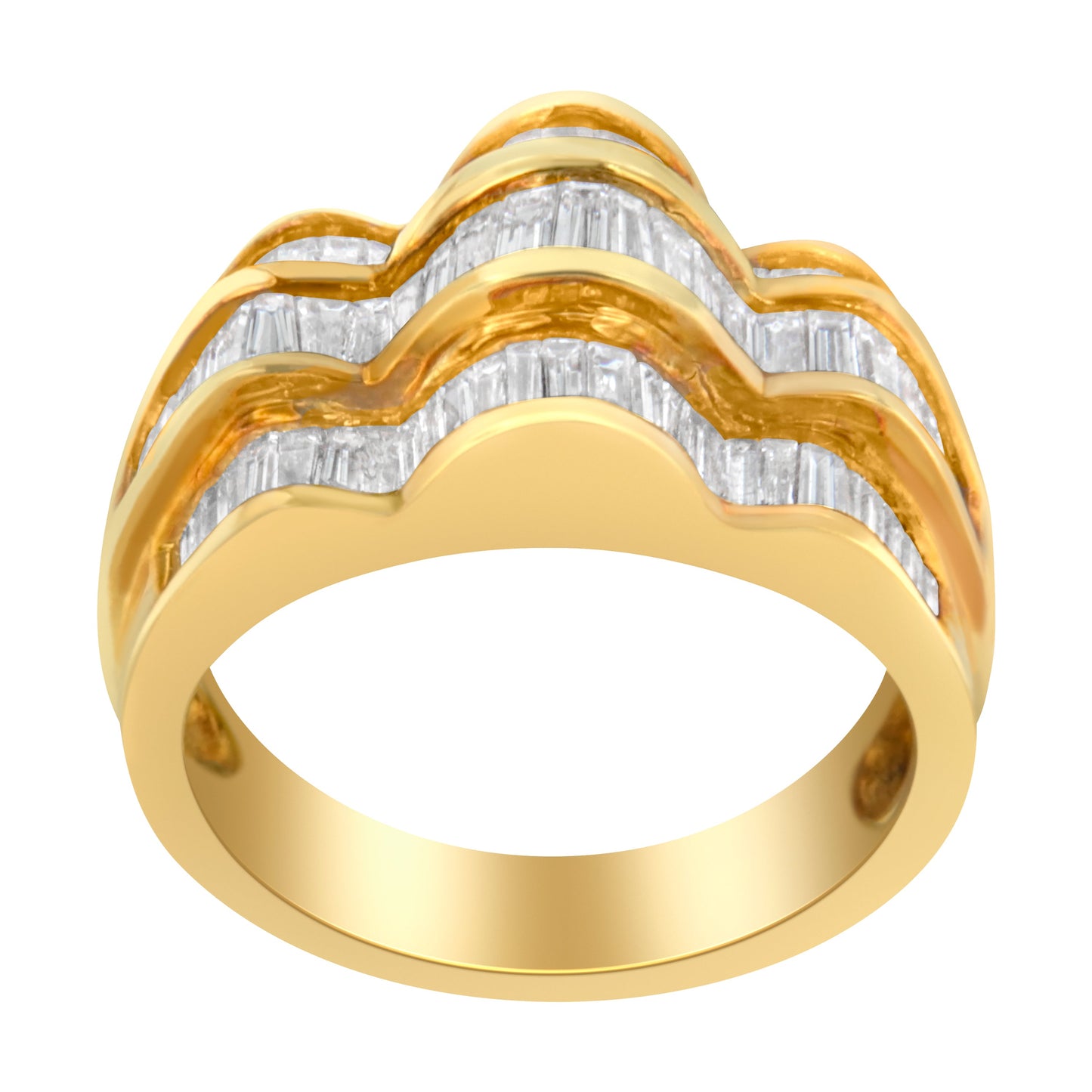 Anillo de banda multihilera con diamantes de oro amarillo de 14 kt (1 1/4 ct. pt., color H-I, claridad SI1-SI2)