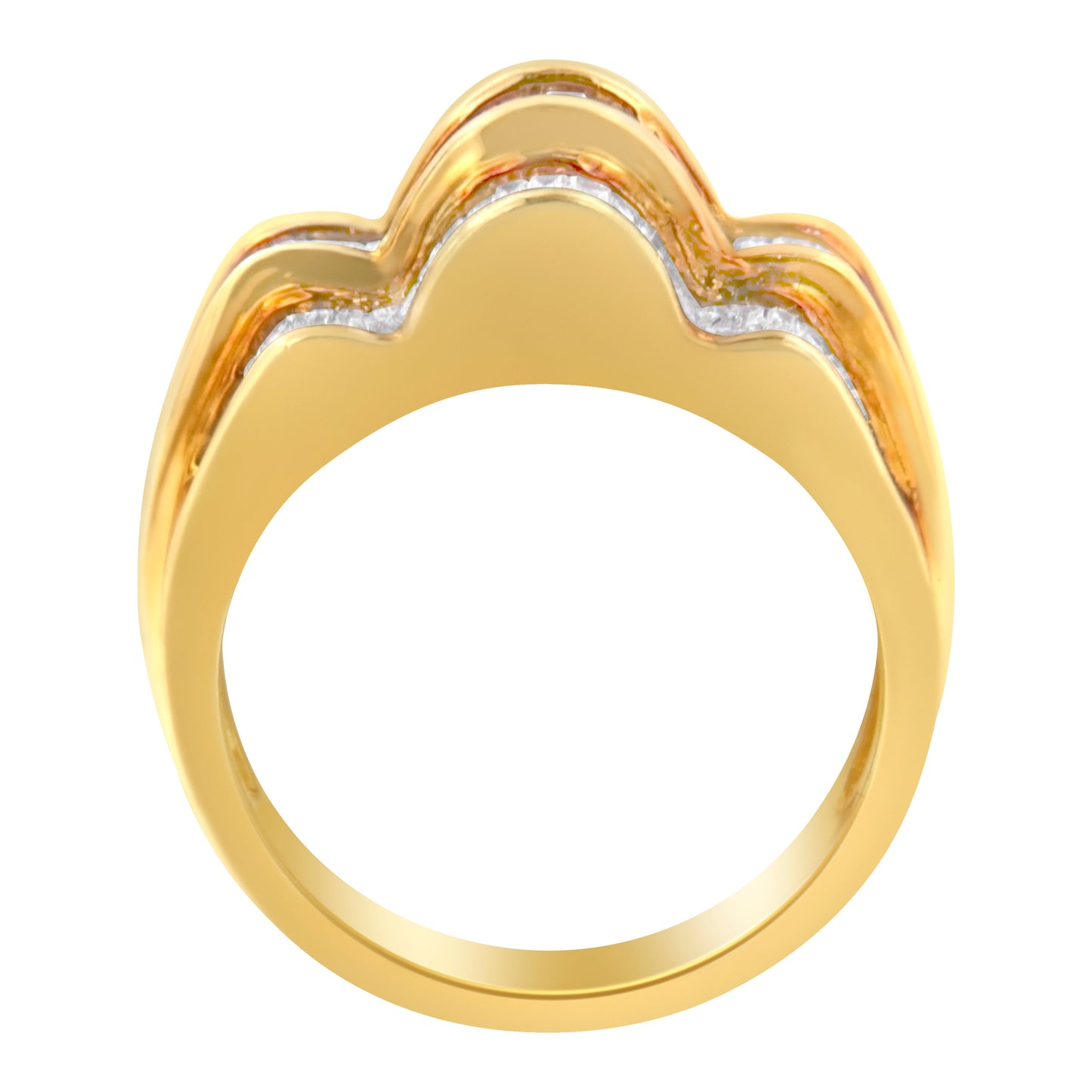 Anillo de banda multihilera con diamantes de oro amarillo de 14 kt (1 1/4 ct. pt., color H-I, claridad SI1-SI2)