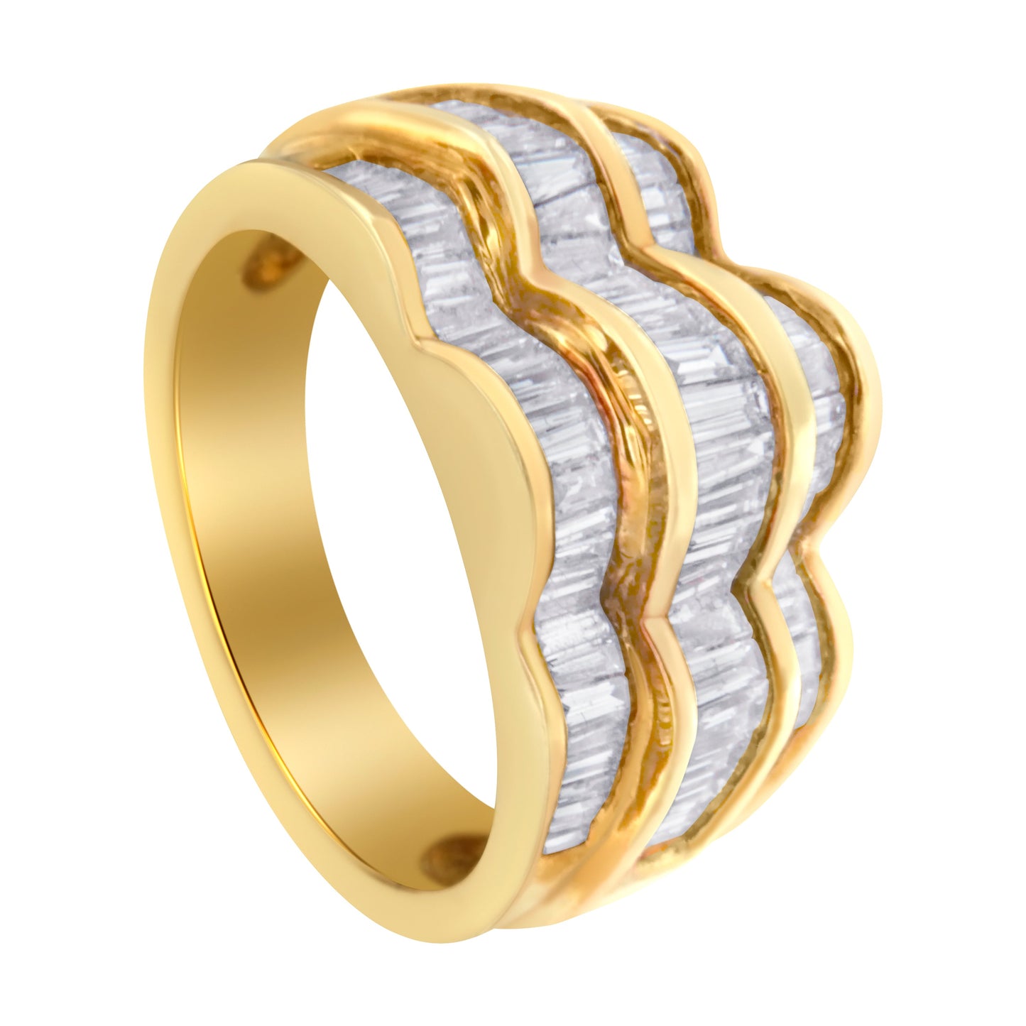 Anillo de banda multihilera con diamantes de oro amarillo de 14 kt (1 1/4 ct. pt., color H-I, claridad SI1-SI2)