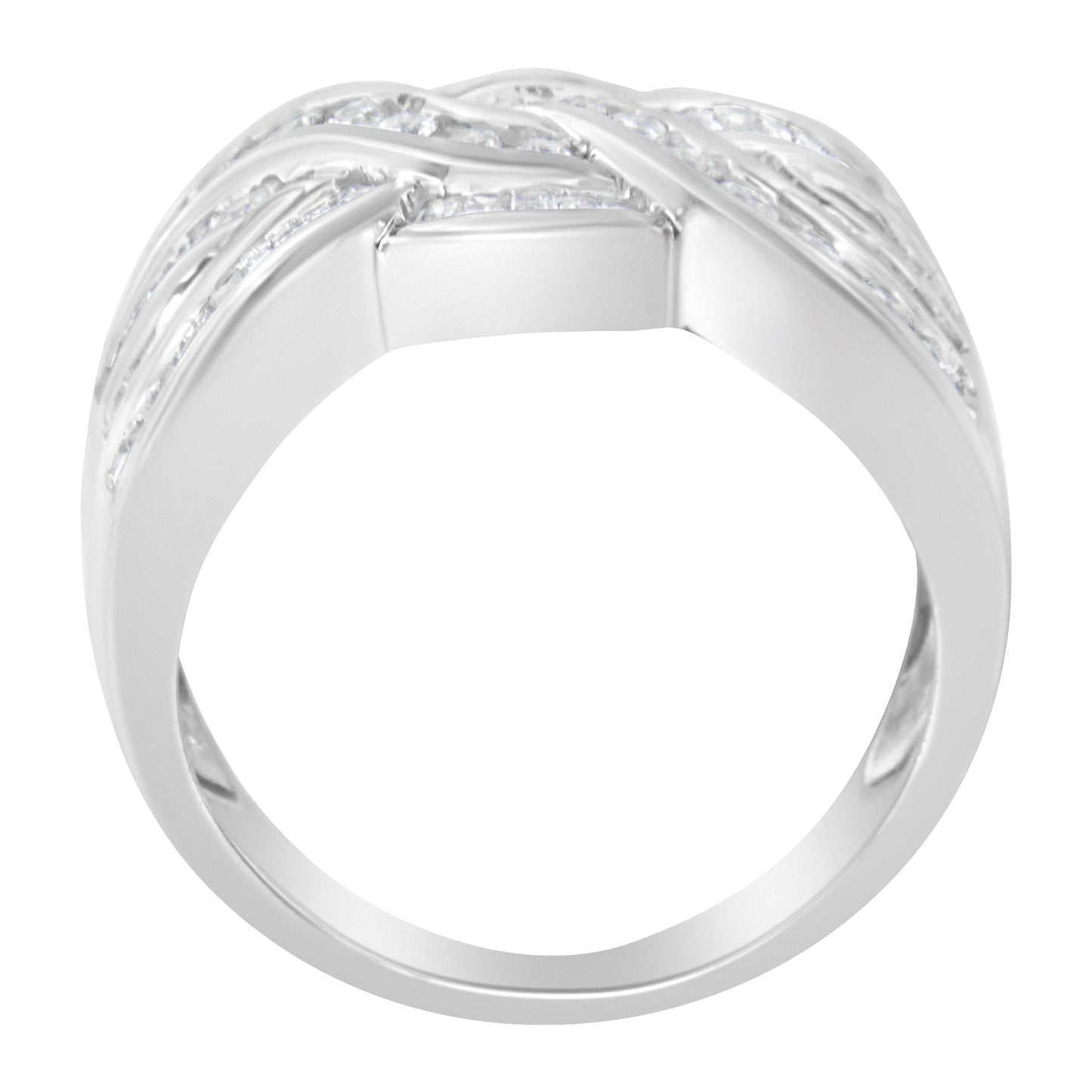 Anillo de diamante de oro blanco de 10K con diseño de bypass (1 Cttw, color H-I, claridad I1-I2) - Talla 6-3/4