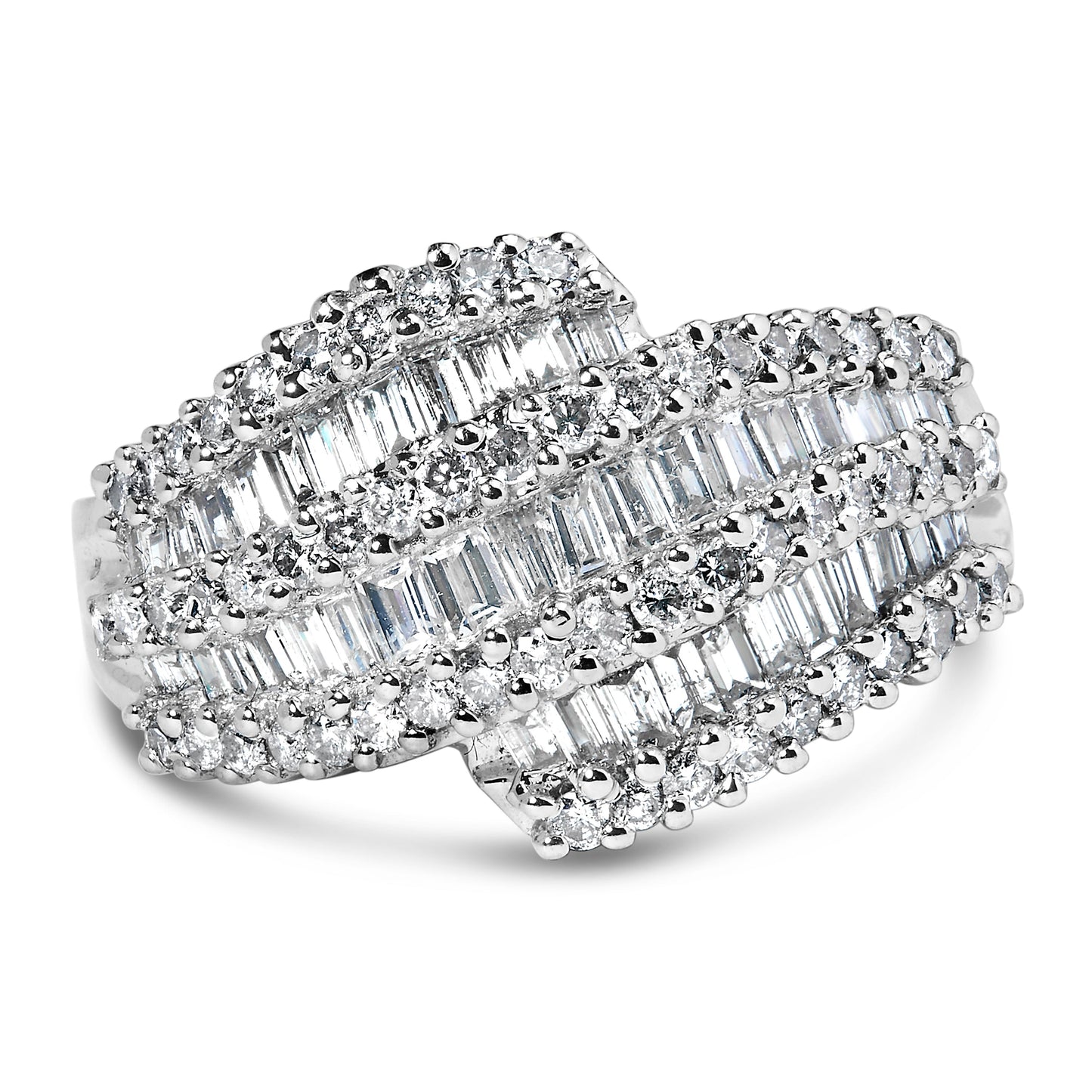 Anillo de cóctel de oro blanco de 14 quilates con diamantes (1 3/4 Cttw, color H-I, claridad SI2-I1) - Talla 6-1/2