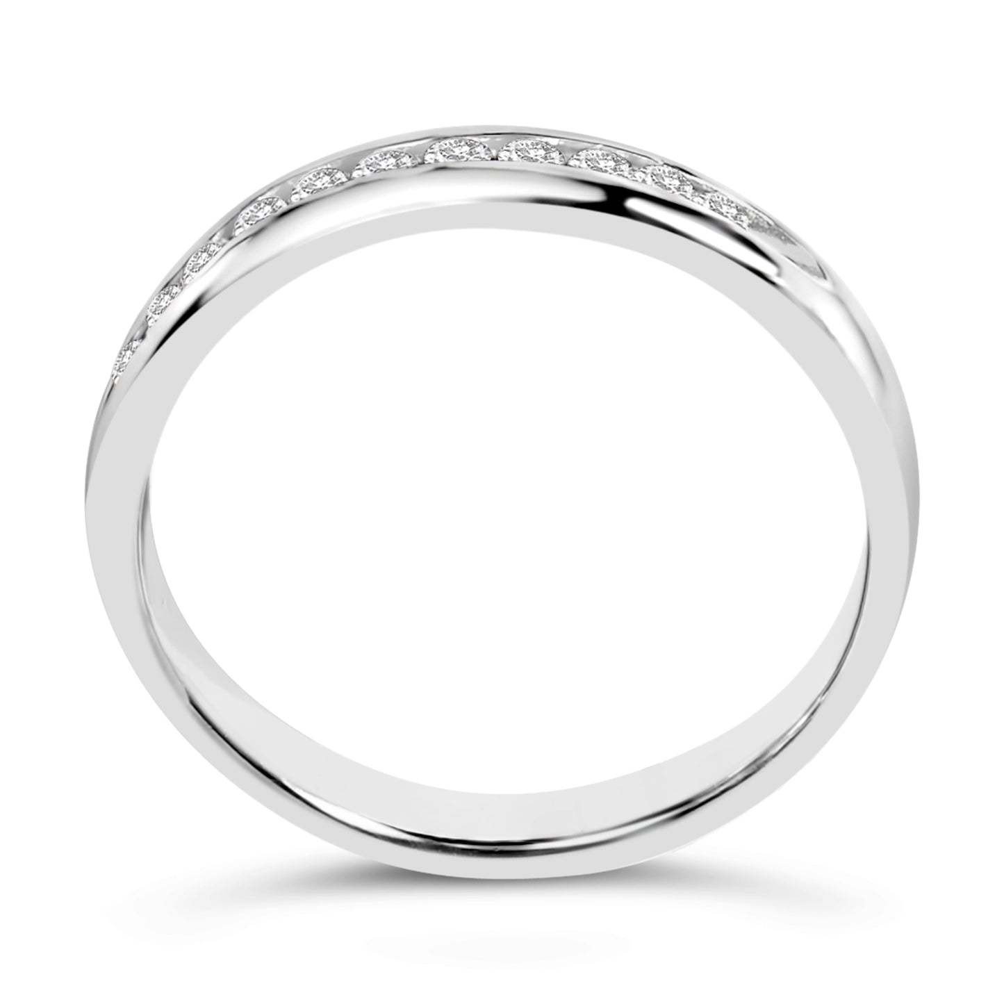 Anillo de boda clásico de oro blanco de 18 K, 1/4 Cttw, con diamantes redondos talla brillante engastados en canal, 11 piedras (color E-F, claridad I1-I2) - Talla 5