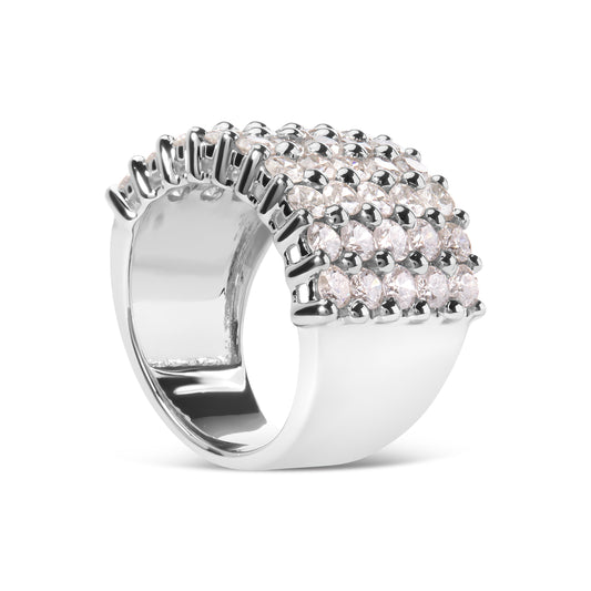 Anillo de banda de 5 filas de diamantes de 4.0 quilates en oro blanco de 14 quilates (color I-J, claridad I1-I2) - Talla 7