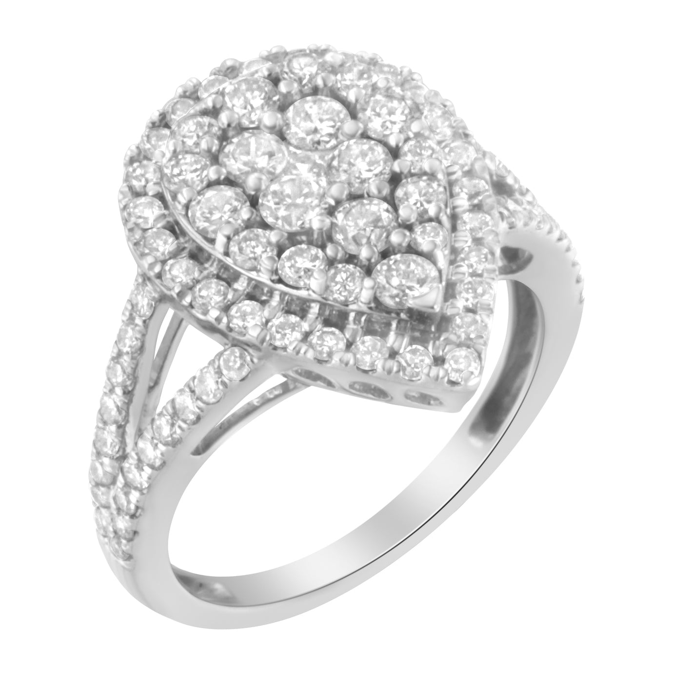 Anillo de racimo de diamantes de plata de ley .925 (1 1/2 Cttw, color H-I, claridad I1-I2) - Talla 6