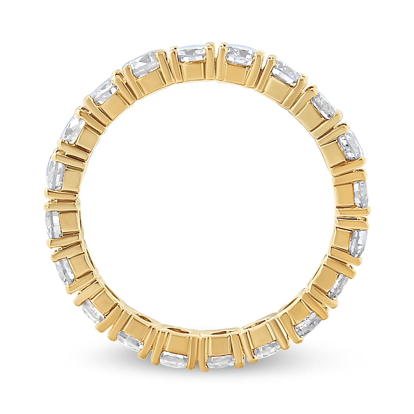 Anillo de eternidad de oro amarillo de 14K con diamantes redondos de 2,00 CT engastados en garras compartidas (Color J-K, Claridad VS1-VS2) - Talla de anillo 6.75