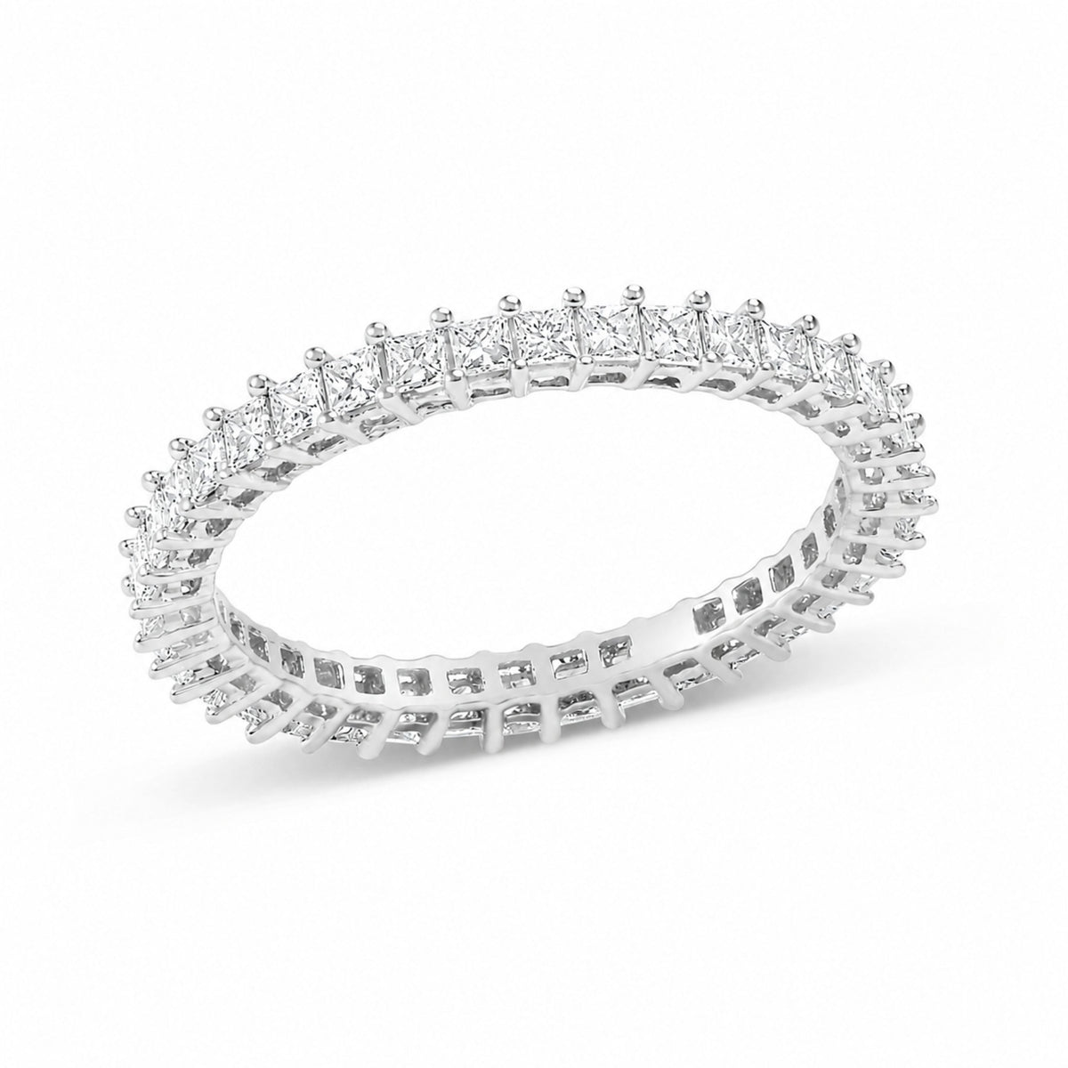14K White Gold 1.0 Cttw Princess Diamond Eternity Band Ring