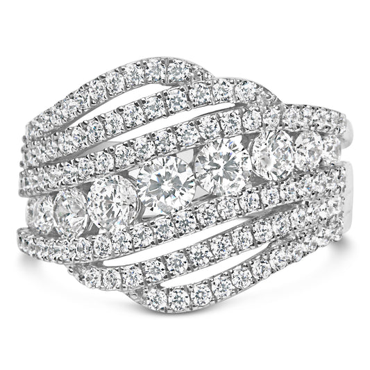 .925 Sterling Silver 2.00 Cttw Lab Grown Diamond Cluster Band Ring