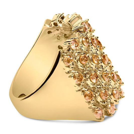 10K Yellow Gold 2.0 Cttw Brown Diamond Mesh Link Cocktail Ring