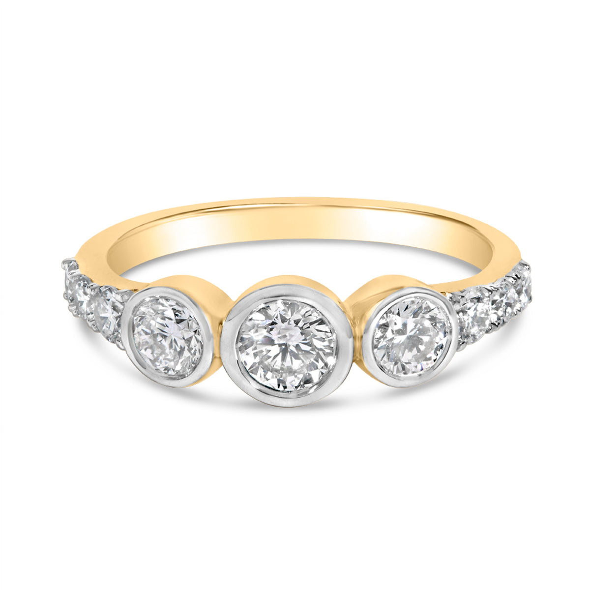 10K Yellow Gold Plated .925 Sterling Silver 1.0 Cttw Lab Grown Diamond Bezel Set Ring