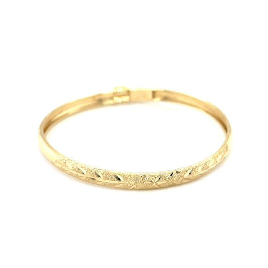Pulsera de oro amarillo de 10k tipo cúpula con corte florentino y diamante para niños