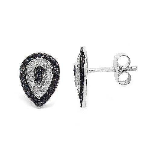 0.47 Carat Genuine Black Diamond & White Diamond .925 Sterling Silver Earrings - view 2