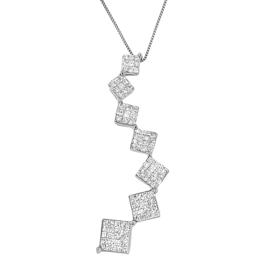 Collar con dije curvo de serpiente con diamantes de oro blanco de 10K y 1 quilate (H-I, I1-I2)