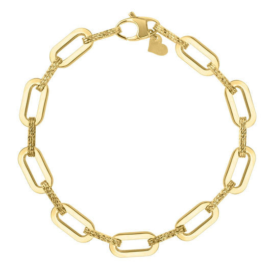 Pulsera de cadena de eslabones ovalados con diamante en oro amarillo de 14k (7.00 mm)