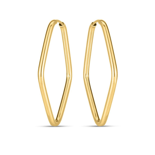 14k Yellow Gold Endless Marquise Hoops - view 2