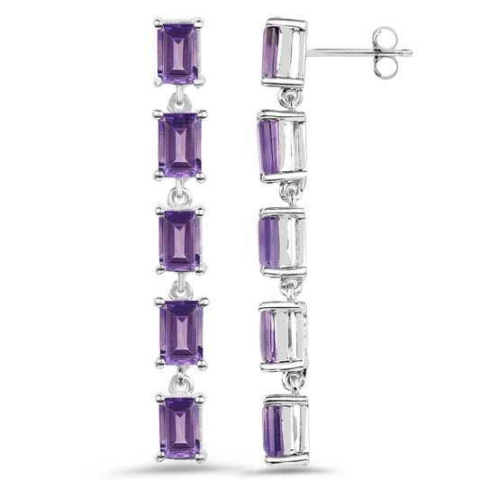 5.50 Carat Genuine Amethyst .925 Sterling Silver Earrings - view 2