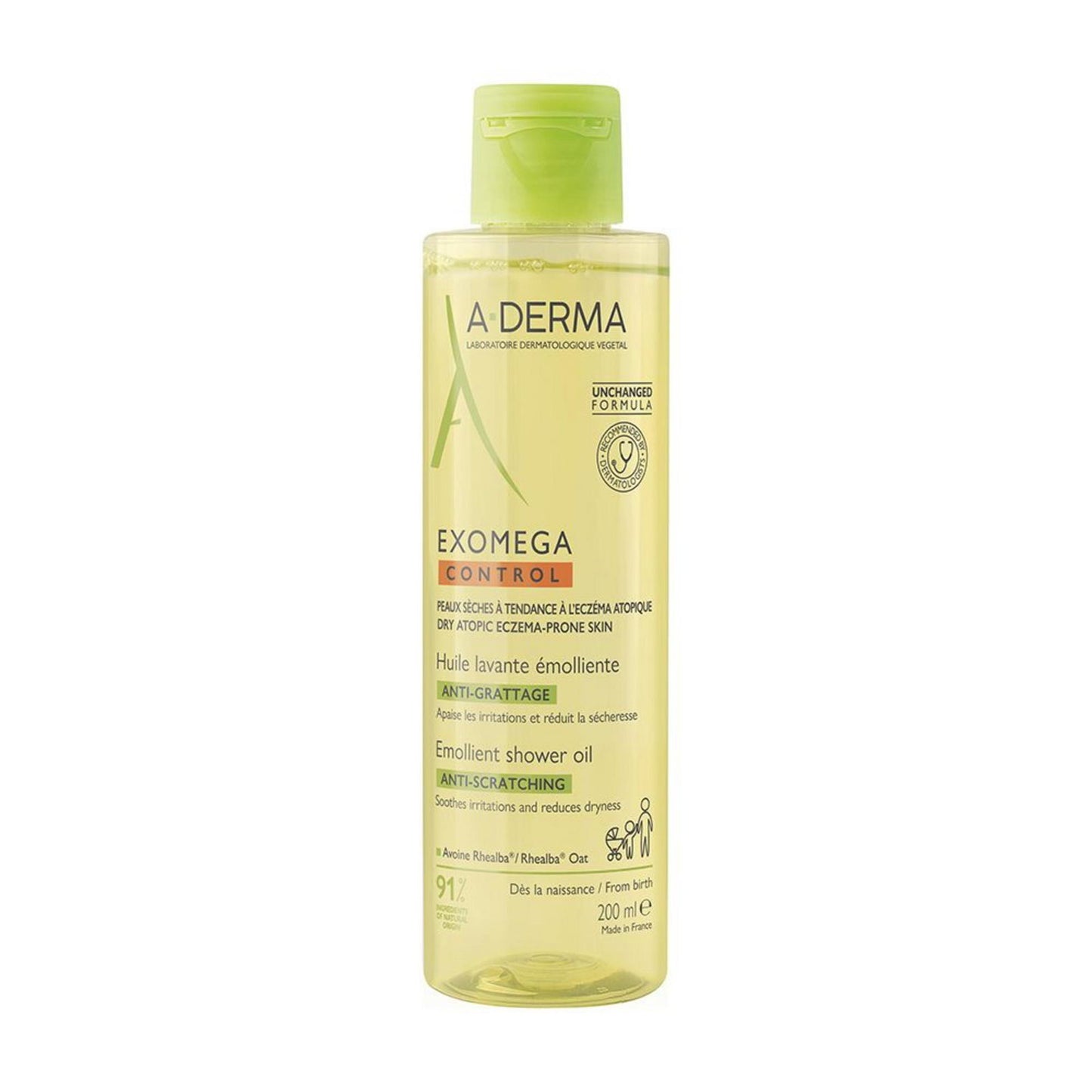 A-Derma, Exomega Control, Emollient, Shower Oil, For Very Dry To Atopic Sensitive Skin, 200 ml