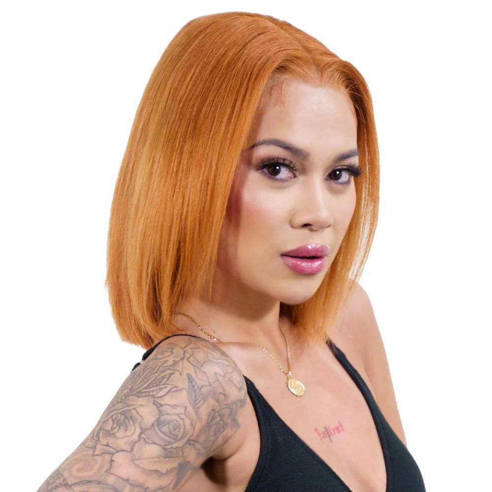 Cinnamon 13x4 Transparent Lace Front 100% Human Hair Bob Wig Luxegan