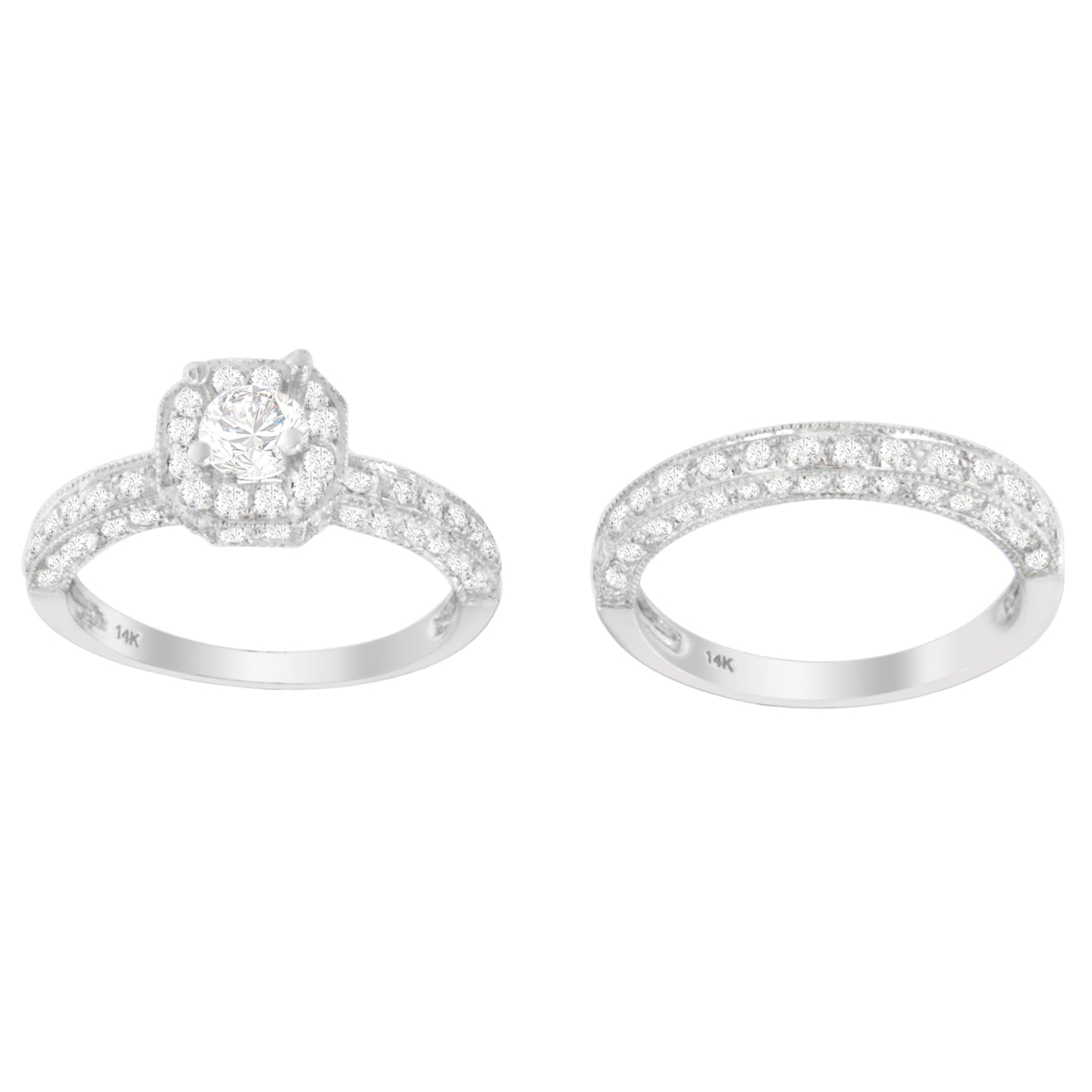 Anillo de oro blanco de 14 quilates con diamante de talla redonda de 1 ct. TDW (G-H, I1-I2)