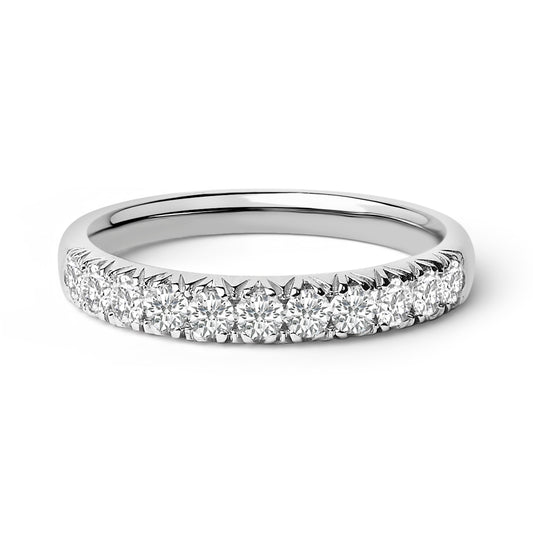 Anillo clásico de 11 piedras con diamantes redondos de 1/2 quilate engarzados en oro blanco de 14 quilates