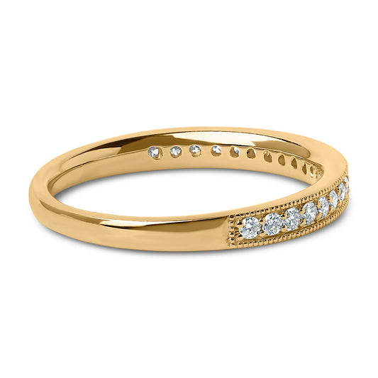 Anillo de boda milgrain de oro amarillo de 14K con diamante redondo de 1/4 Cttw (color I-J, claridad SI2-I1) - Talla 6.5