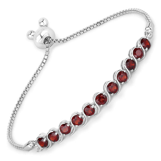 Pulsera de plata de ley .925 con granate auténtico de 3.30 quilates