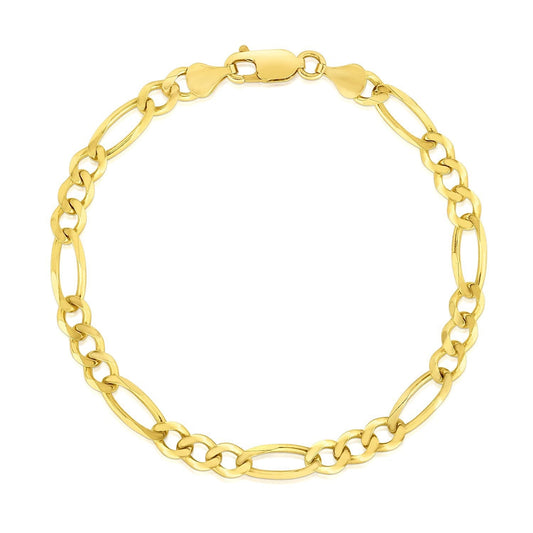 Pulsera de oro amarillo macizo de 10k tipo Figaro (4.50 mm)
