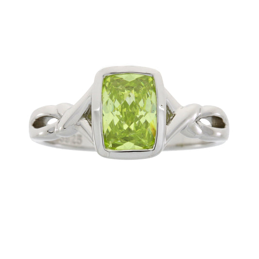 Anillo de circonita cúbica natural de plata de ley