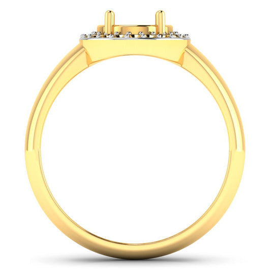 Anillo semi-montado de oro amarillo de 14K con diamante blanco genuino de 0,22 quilates - para gema ovalada de 9x7 mm