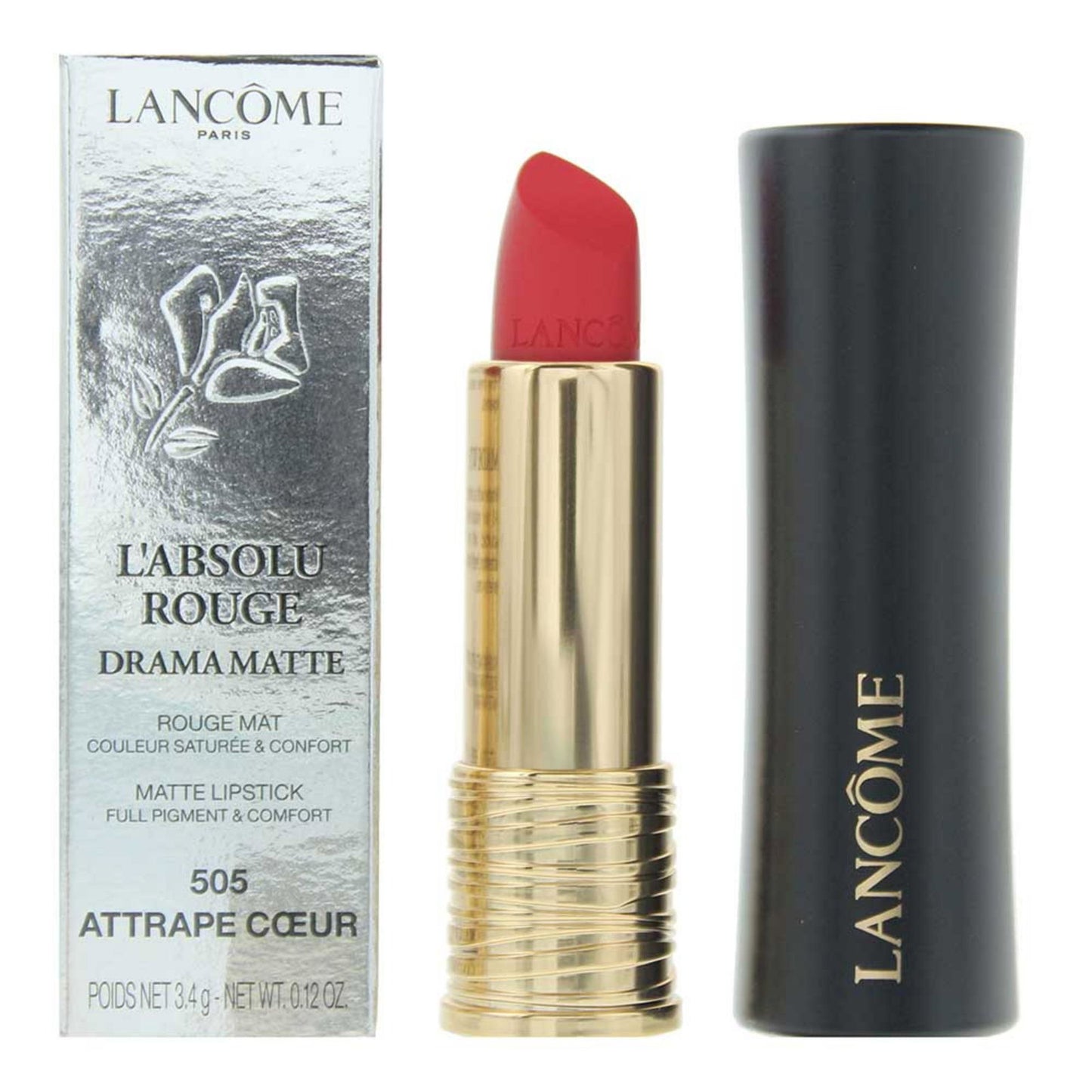 Lancome, L'Absolu Rouge Drama Matte, Cream Lipstick, 505, Attrape Coeur, 3.4 g