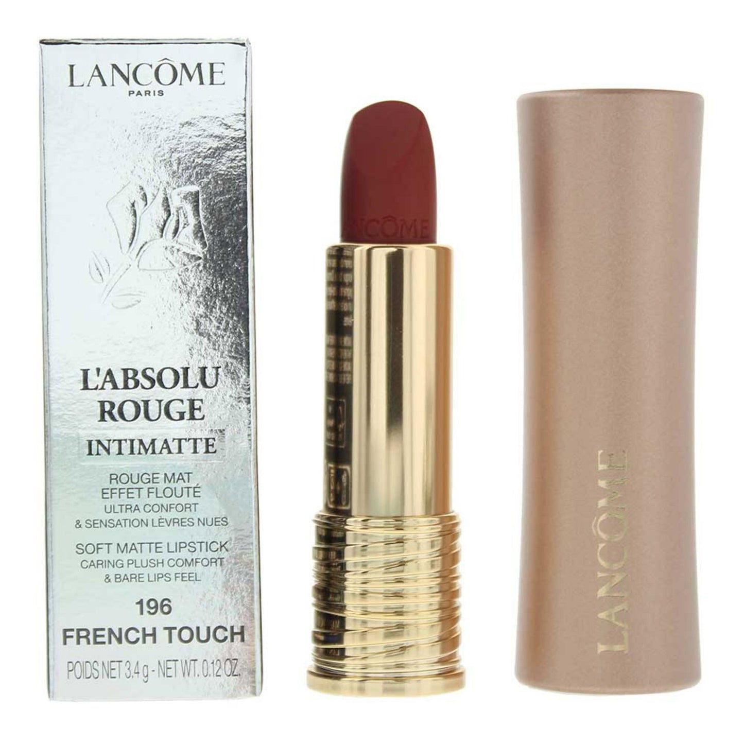 Lancome, L’Absolu Rouge Intimatte, Soft Matte, Cream Lipstick, 196, French Touch, 3.4 g