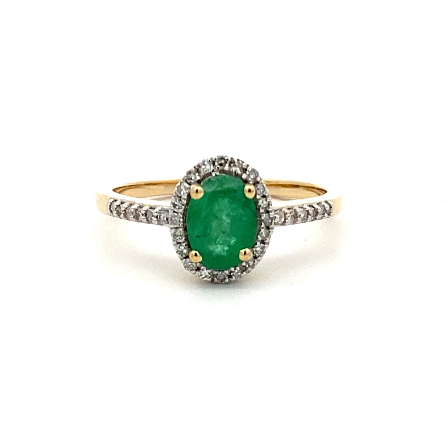 Anillo de diamantes talla esmeralda de .74ct en oro amarillo de 14K