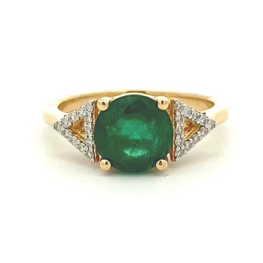 Anillo de diamante esmeralda de 2.12ct en oro amarillo de 14kt