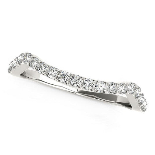 Anillo de boda de diamantes de oro blanco de 14k con diseño moderno curvado (1/5 quilates en total)